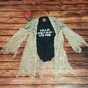 Taupe lace kimono